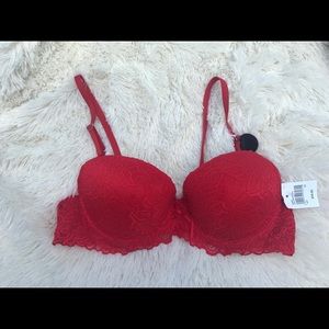 Red lace bra